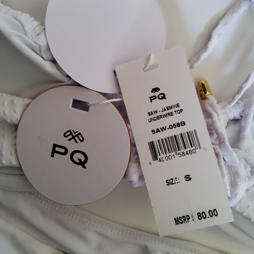 PQ Swim Set Saw Jasmine Underwire Top & Water Lily Basic Ruched Teeny Bottom S - Picture 7 of 9